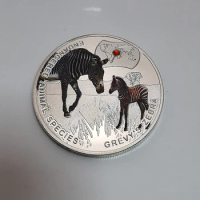 Australia 1oz Grevys Zebra Silver Coin With Diamond Elizabeth II Endangered Animal Silver Plated Coins
