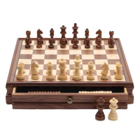 Luxury Walnut Checkers Chess Set Handmade Solid Wood Chess Pieces Family Board Games Professional Checkerboard Decoration Gifts