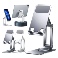 【QLZHS】鋁合金手機支架 桌上型平板支架(360旋轉 折疊)