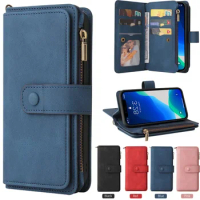For Oneplus 10T Flip Case Multi 15-Card Slot Leather Cover One Plus Ace Pro Zipper Wallet Case OnePlus 10T 10 T 9 Pro Funda