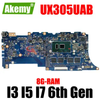 UX305UAB Notebook Mainboard For Asus ZenBook UX305U Laptop Motherboard With I3-6100U I5-6198DU I7-6500U 8G RAM 100% tested work