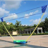 【可擕式羽毛球網架-簡易組-塑膠底座+PE網- 網寬3米*高1.55米-1套/組】(含底座*1、撐杆*2、網*1、球*3)-56007