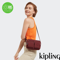 Kipling 勃根地鐵鏽紅實用多前袋側肩包-ALBENA