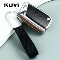 Alloy Leather Wood Key Cover Case For Volkswagen for VW TIGUAN Golf 7 for Skoda Octavia Car Shell Key Protection Accessorise