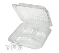 美式餐盒-8吋三格(PP) (便當盒/塑膠便當盒/外帶餐盒/沙拉/壽司/小菜/滷味/點心)【裕發興包裝】YC0216