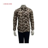 Batik Bali Lestari Kemeja Pria Cream Katun Slimfit Lengan Panjang (SLi) XL