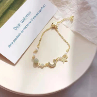 【 lingerly】Bracelet Star Moon Zircon Pearl Bracelet