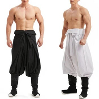 Men's Japanese Traditional Pants Samurai Wide Leg Pants Solid Color Trousers Loose Men's Casual Kimono New Retro Cosplay Clothes