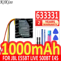 1000mah KiKiss Powerful Battery 633331 (753030) For JBL MP3 MP4 DVD E55BT LIVE 500BT E45 DVR Driving recorder Replace 633331