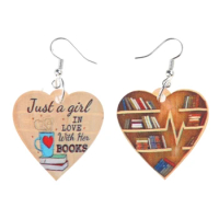 Bookworm Heart Earrings Fashionable Ear Jewelry Bookshelf Earrings Stylish Dangle Earrings Suitable for Party Daily