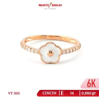 Cincin Emas Bunga Putih Kadar 6K Wahyu Redjo PMR 0,98g