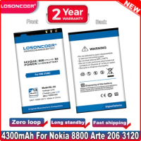 LOSONCOER 4300mAh BL-4U / BL 4U For Nokia E66/3120C/6212C/8900/6600S/E75/5730XM/5330XM/8800SA/8800CA Phones BATTERY