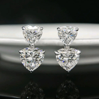 Anting Hati  Double Heart Earring Moissanite asli.  Anting pesta