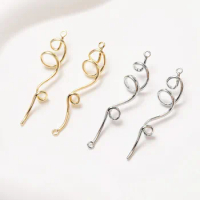 4PCS 14k Gold Plated Long Connectors Charms for Jewelry Making Drop Earrings DIY Hand Made Brass Accessories 50*10mm