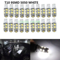 Yiastar 100x LED T10 W5W LED Bulbs 9SMD 5050 W5W T10 LED White auto car wedge clearance lights W5W 194 168 led interior lamp