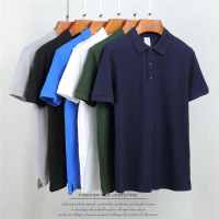 Cotton Casual Polo Shirt Large Size Men's Business Pure White Lapel Loose Short Sleeve Simple Cotton Lead T-shirt#2168