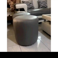 SOFA BULAT KURSI STOOL #SOFA BULAT KULIT OSCAR IMITASI #SOFA minimalis MODEL POLOS ( ABU -ABU ) #SOF