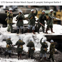1/72 German Winter March Squad (5 people) Stalingrad Battle C Colored Soldier Model