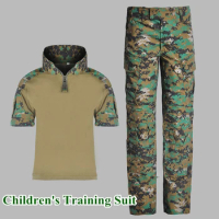 Outdoor Camping Training Childrens Military Clothes Camouflage Short Sleeve Suit Kids CS Combat Tactical Shirt Pant Army Uniform