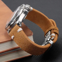 Suede Leather Watch Band 18mm 20mm 22mm Butterfly Buckle Universal Strap for Seiko Bracelet for Rolex for Samsung 6/5/4/3 Belt
