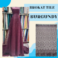 Brokat tile renda bordir burgundy premium meteran halus lembut ga gatel dikulit cocok buat gamis bro