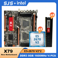 SJS X79 128GB Motherboard Dual CPU Intel LGA 2011 Set Kit Intel Xeon E5-2670 V2*2 CPU*2 + DDR3 32GB(4pcs*8g) 1600Mhz RAM Memory