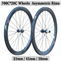 700c Carbon Road Disc Wheels 35mm 45mm 50mm Tubeless Disc Bicycle Wheelset 100x12 / 142x12 Disc Brake Central Lock Hubs