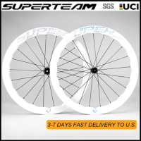 SUPERTEAM NEW Wheels White Paint 700C Tubeless Disc Brake Carbon Wheelset Center Lock Road Cycling Wheels