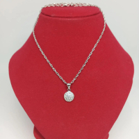Kalung+mainan bulat mata full perak silver925 Lapisan emas putih kl11