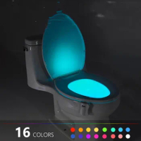 16/8 Color Backlight for Toilet Bowl WC Toilet Seat Lights with Motion Sensor Smart Bathroom Toilet Night Light LED Toilet Light