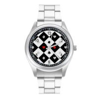 Heart Cards Quartz Watch Poker Game Design Vintage Wrist Watch Stainless Upwrist Gym Girl Wristwatch