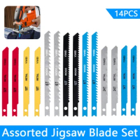 14pcs U-Shank Jig Saw Blade Set Assorted Metal Steel Jigsaw Blade Fitting For Plastic Wood Cutting Tools