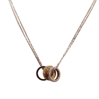 【二手名牌BRAND OFF】CARTIER 卡地亞 18白K金 玫瑰金 Love 三環 鑚 項鏈