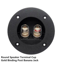 2PC Speaker Terminal Double Binding Post Round Input Plate For Home Theater Sound Bar Audio HiFi Bookshelf Speaker