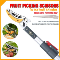 Easy-to-Use Fines3-4M Set Fruit Picker tree scissors​    Tree Pruning Shears fruit hooks branch scis