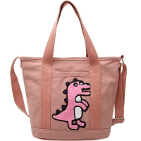 手提包帆布側背包-粉色可愛恐龍毛巾繡女包包6色73xb45【獨家進口】【米蘭精品】