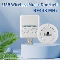 Wireless Doorbell DC 5V RF433 MHz Pairing Remote Control 30 Ringtongs Volume Adjust For Home Outdoor USB Door Bell Bed Care Call