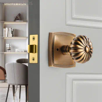 European Copper Keyless Bathroom Door Lock High Grade Pumpkin Globe Handle Locks Indoor Mute Single Tongue Lockset Home Hardware