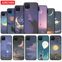 JURCHEN Custom Silicone Phone Case For Samsung Galaxy A12 Thin Back Cover Fashion Cartoon Cat Space Printing For Samsung A12 5G