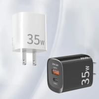 【AIVK】35W GaN氮化鎵 雙孔充電器 USB-A/Type-C 旅行充電器 PD快充 充電頭(支援筆電/iPhone/三星)