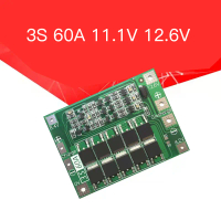Pengecasan Litium Li-ion, 3S 60A, Papan BMS PCB Perlindungan, Sesuai untuk Bateri 11.1V dan 12.6V, M