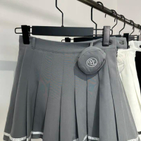 New Golf Tennis Women's Pleated Skirt Slim Stretch Anti-glare Short Skort Quick Drying High-waist Sports Culottes for Ladies