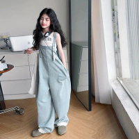 ใหม่แฟชั่นเด็กผู้หญิง Overalls Jumpsuit กางเกงยีนส์หลวมสบายๆเด็ก DENIM กางเกงวัยรุ่น DENIM Dungarees