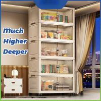 [hot]Foldable Storage Cabinet Almari Plastik 2 Doors Removable Stackable Storage Box Rak Serbaguna B