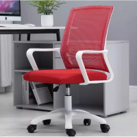 網布辦公椅子（04白框紅網）尼龍脚