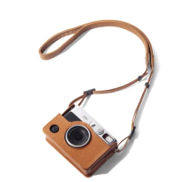 For Fuji Mini Evo Camera Bag for Fujifilm Instax Mini Evo Leather Vintage Camera Bag Leather Case with Shoulder Strap