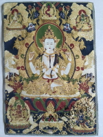 宗教佛像 刺繡版畫 西藏唐卡刺繡畫 織錦布畫絲織畫 四臂觀音