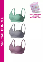 Kiss & Tell 3 Pack Grace Nursing Push Up Maternity Bra in Purple, Grey and Green