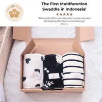 AKUSVARA - Tres Monochrome Love Swaddle Set, Bedong Multifungsi untuk Bayi