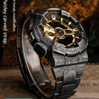 New Metal Set Watch Strap Case Stainless Steel CarvedWatchband For Casio G-SHOCK GA110/120/140 Series Bracelet Men's